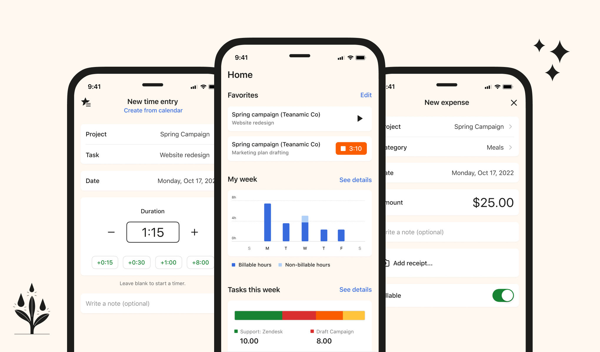 Harvest mobile screens for iOS and Android shown side by side
