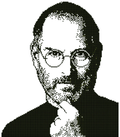 Pixel portrait of Steve Jobs